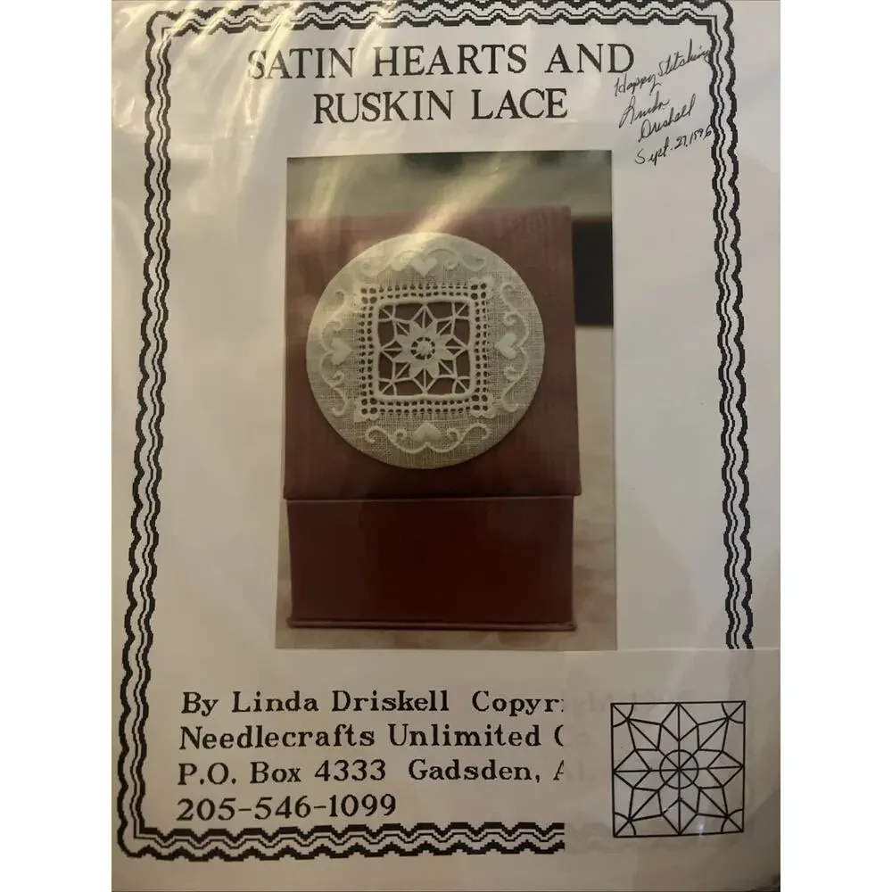 VHTF Linda Driskell VICTORIAN Satin Hearts Box & Ruskin Lace & Linen KIT Signed